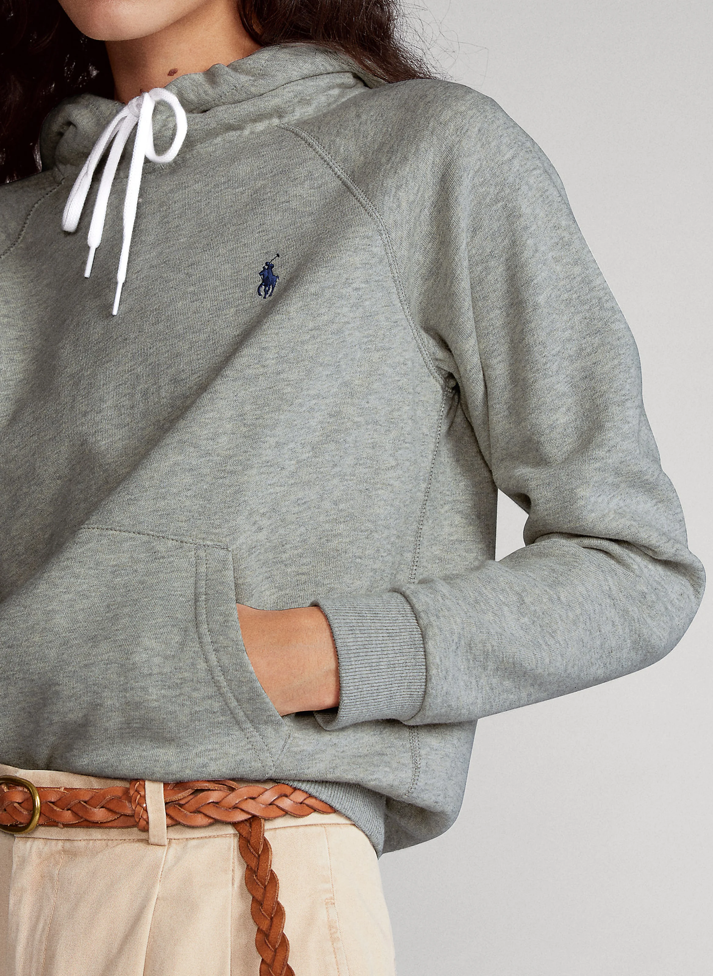 Sweat col rond à capuche en coton mélangé | Gris