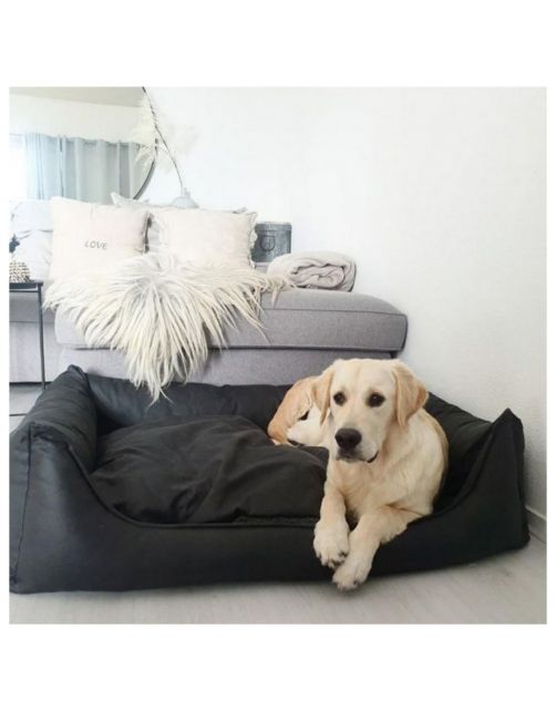 Maxxnobel Orthopedische Sofa Lederlook\/Teddy Zwart&Antraciet - Hondenbank