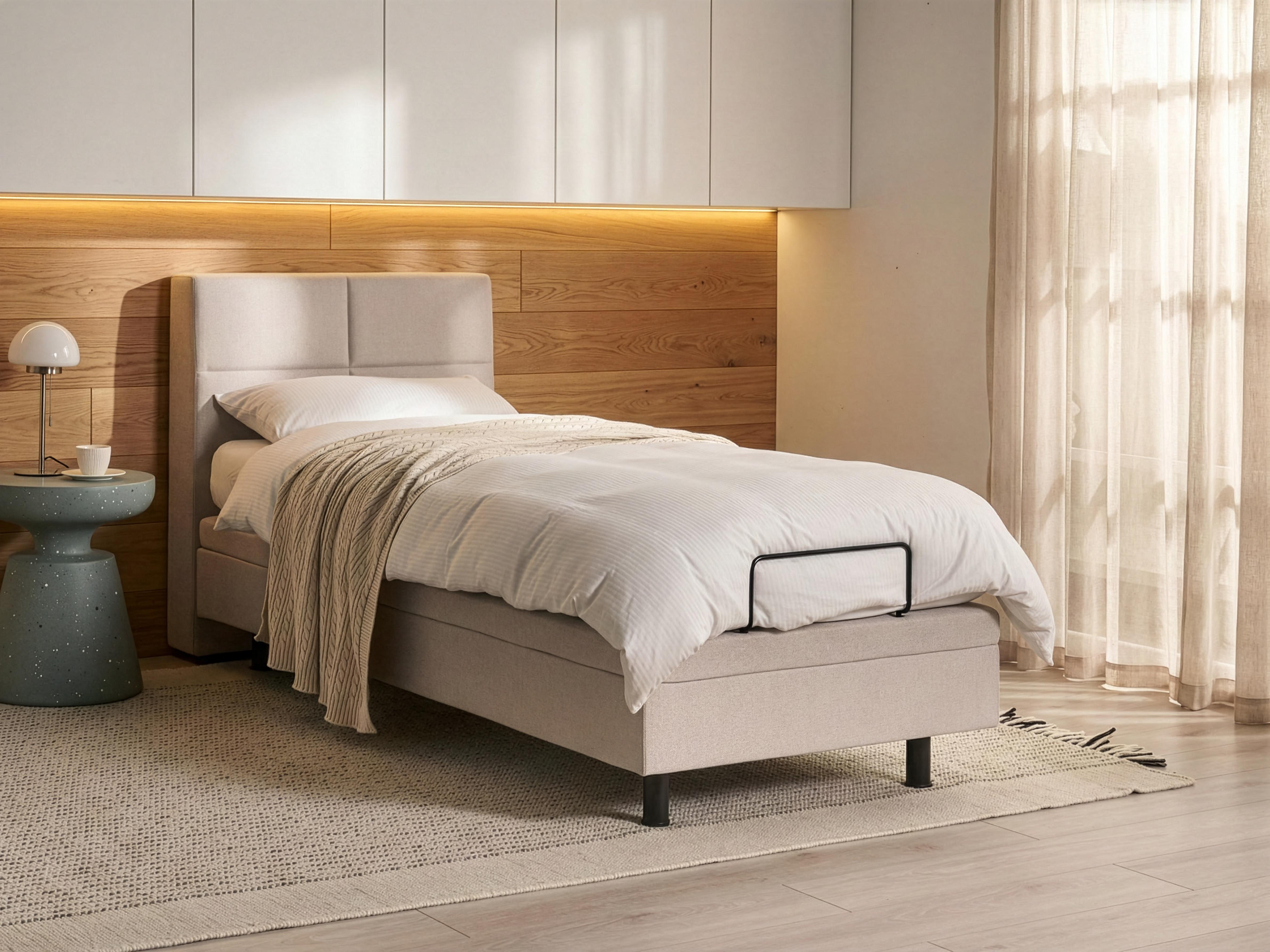 Verstelbaar bed Stof VICEROY 90 x 200 cm Lichtbeige
