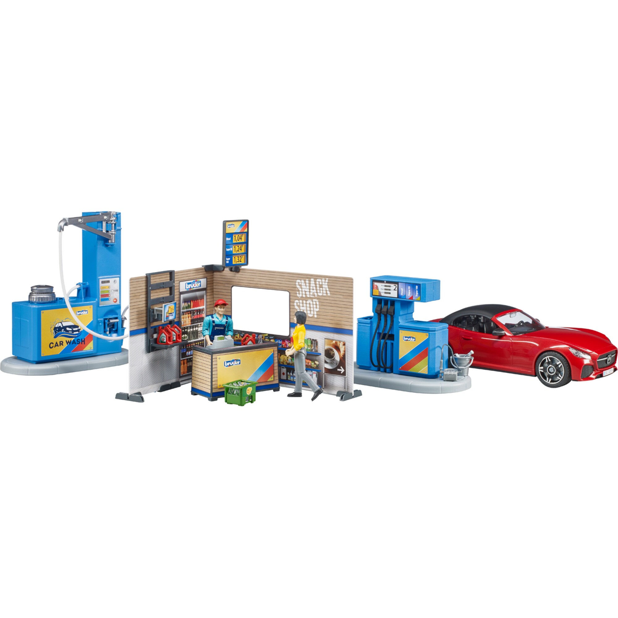 bruder Spielfigur bworld Tankstelle mit Waschplatz