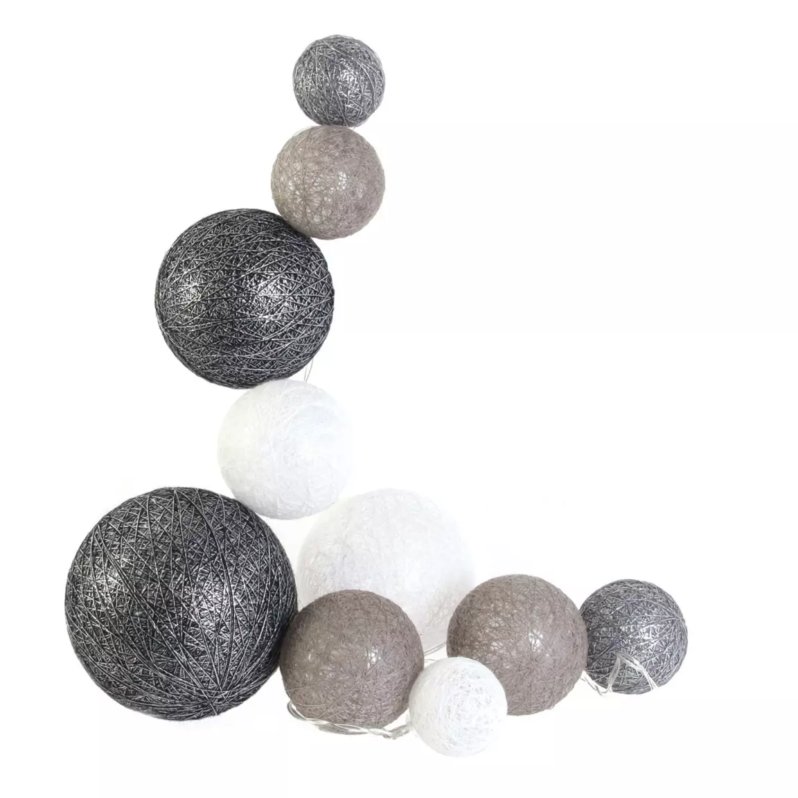 Guirlande lumineuse déco 10 boules 1 m Savannah Gris
