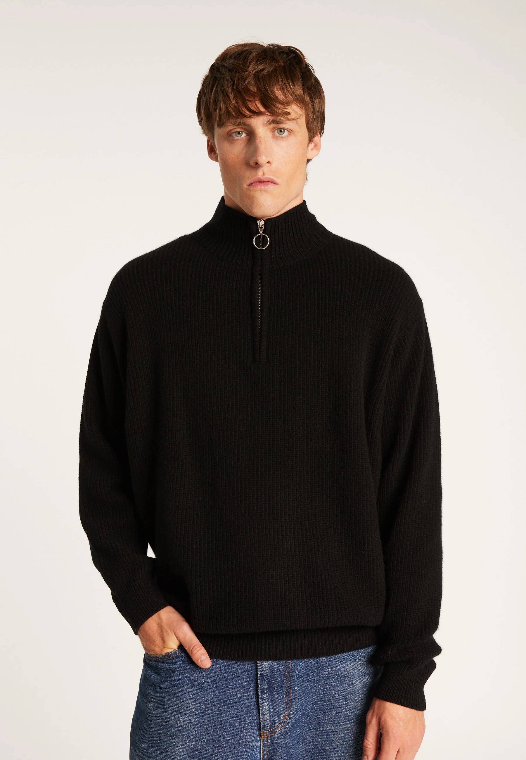 TAHOE - Pull camionneur ample en laine mérinos | Noir
