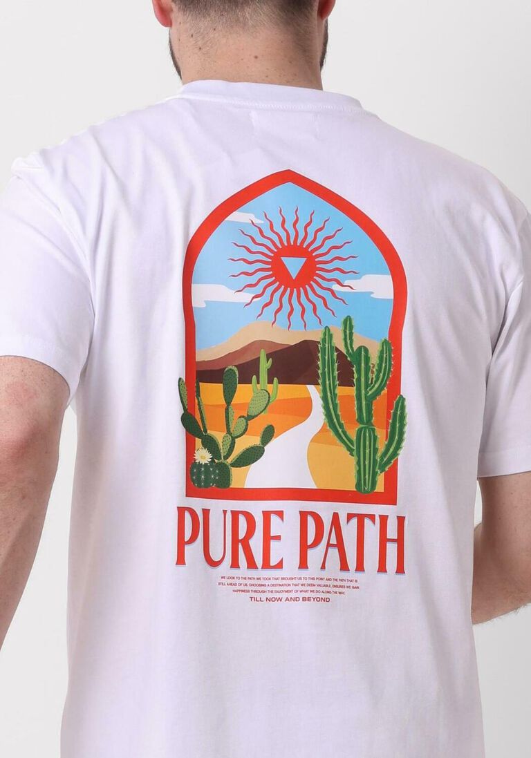PURE PATH witte pure path t-shirt tshirt with chest and back print