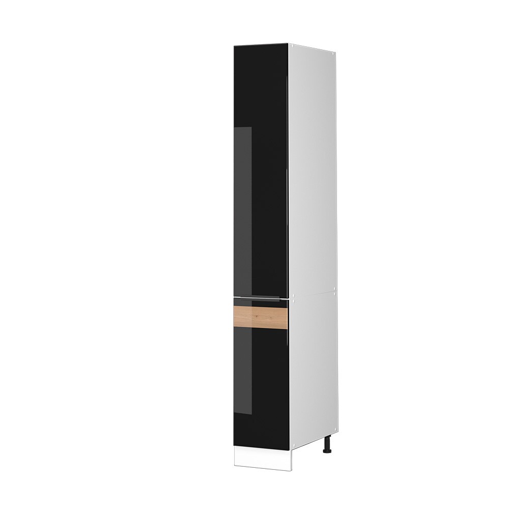 Vicco Apothekerhochschrank Küchenschrank Küchenmöbel Fame-Line Weiß Schwarz Eiche 30 cm modern Hochglanz