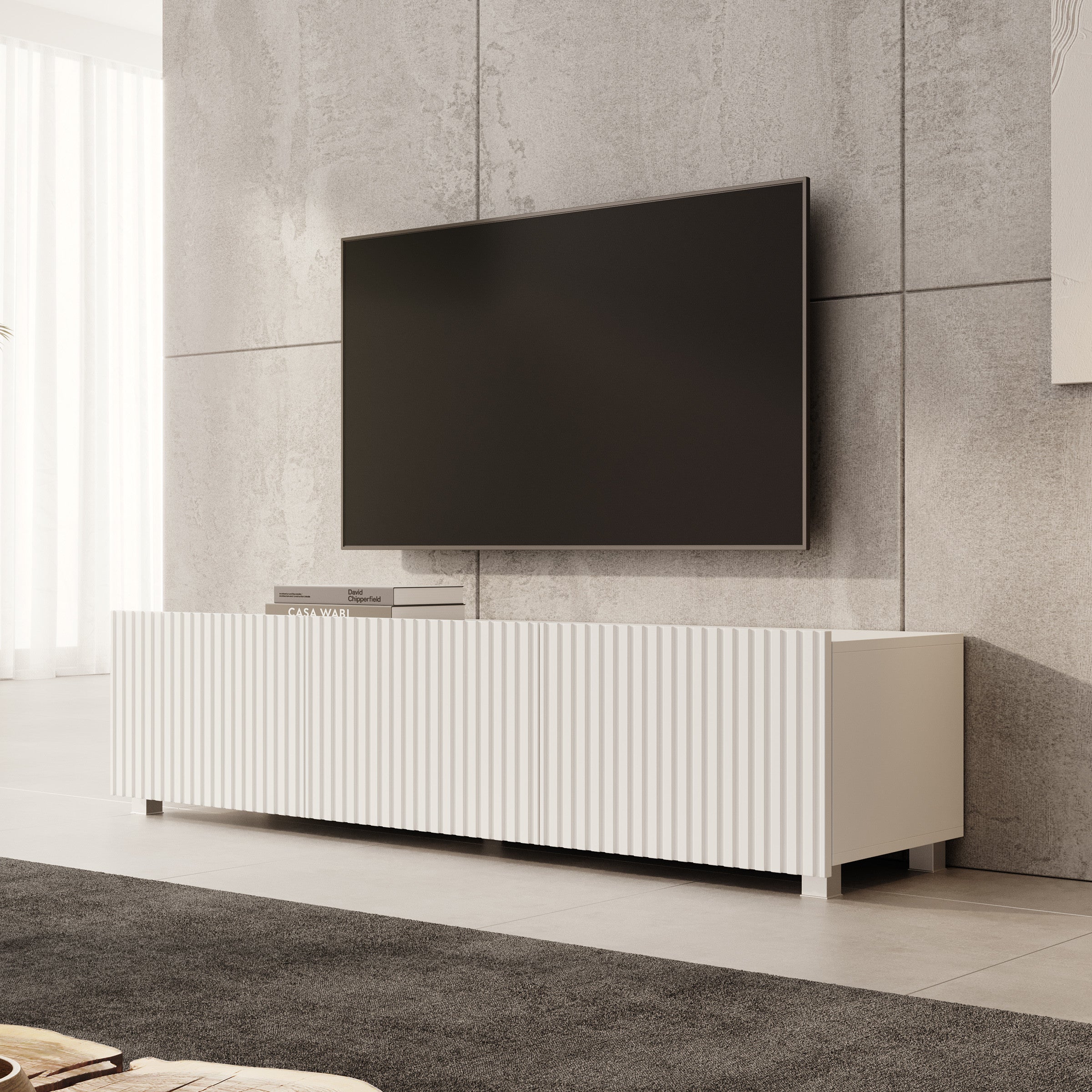 Meubella - TV-Meubel Kenderes - Wit - 150 cm