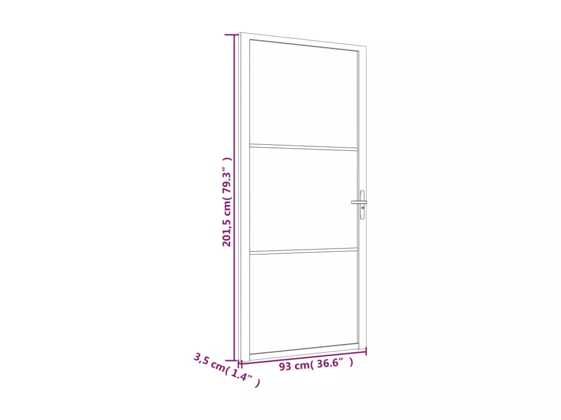 Porte intérieure 93x201,5 cm Noir Verre mat et aluminium