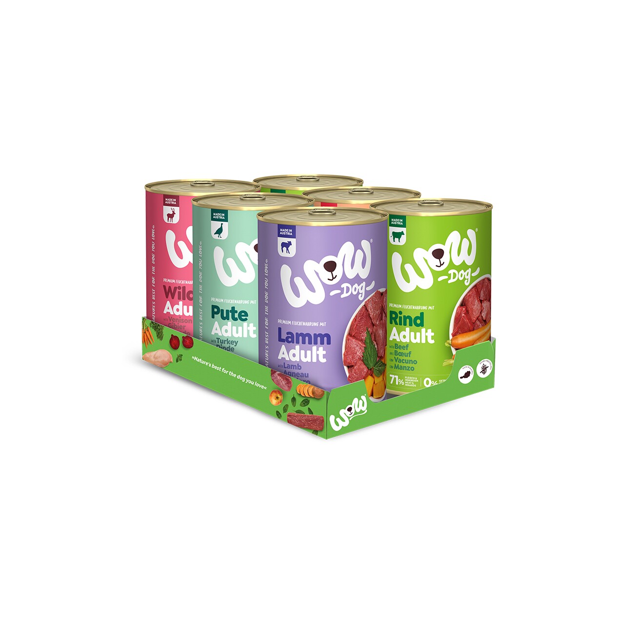 WOW Nassfutter Hund, Adult, Multipack 6x400 g