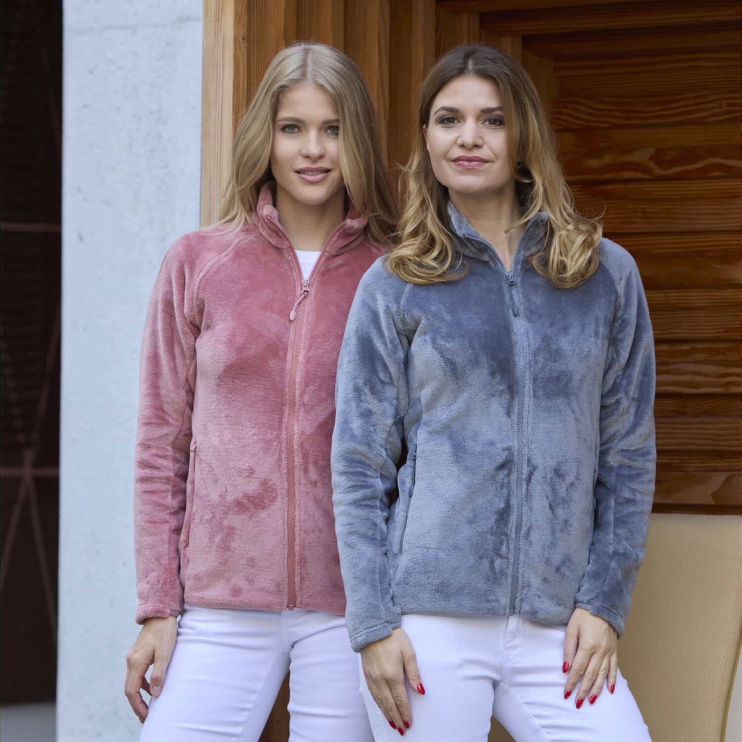 Kuschelige Damen Fleecejacke mit Stehkragen