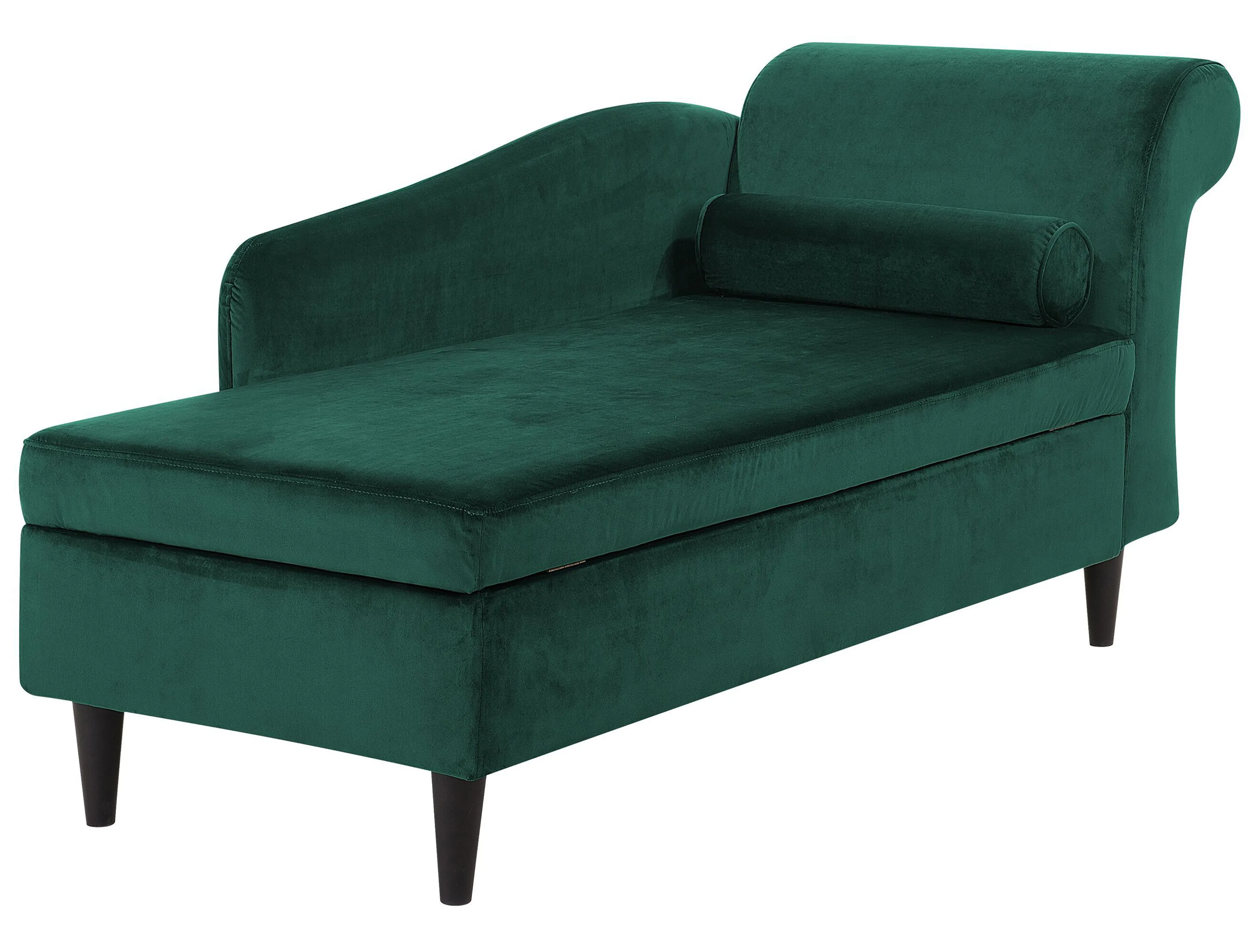 Rechtszijdige chaise longue LUIRO Fluweel Donkergroen met opbergruimte