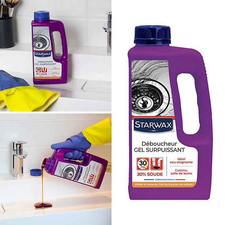 Déboucheur gel à la soude canalisations cuisine et salle de bains Starwax 1L
