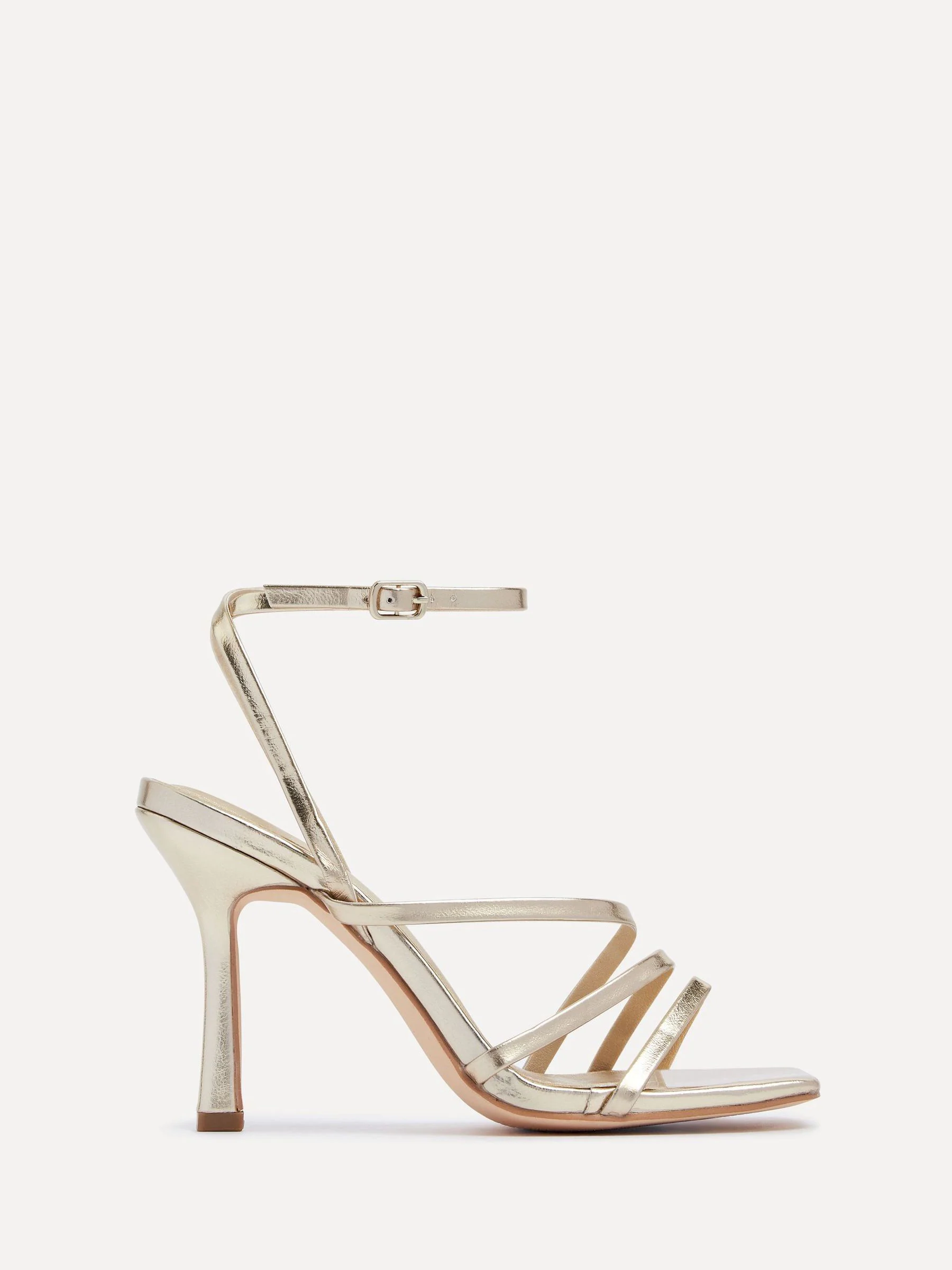 Goud - Linzi Scarlett sandalen met bandjes, hak en enkelbandje