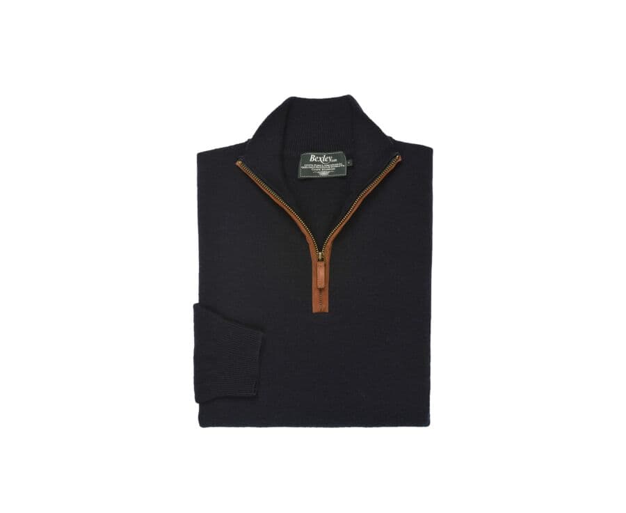 Pull laine col zippé Bleu Marine - KEITHY