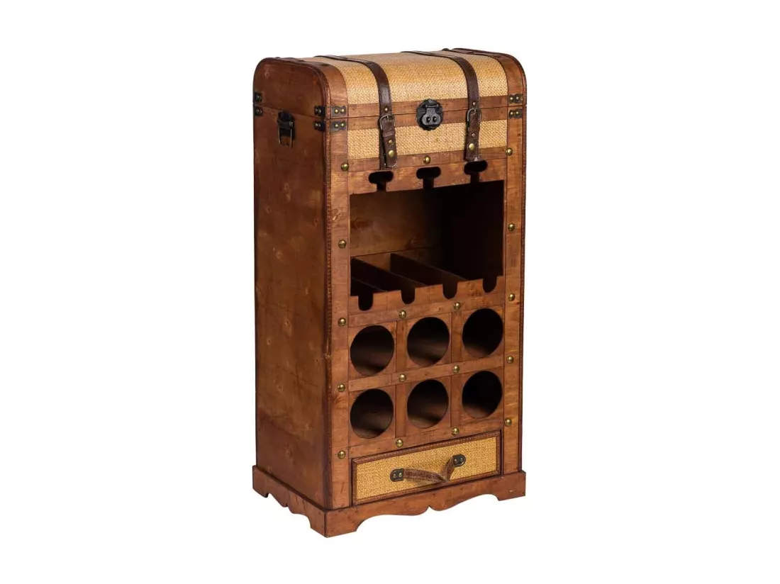 Coffre à bouteilles en bois marron 44x30x85h cm