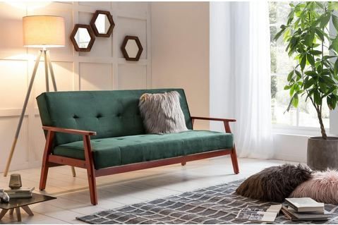Slaapbank - Eucalyptus - Stof - Fluwelen Optica - Met Armleuningen