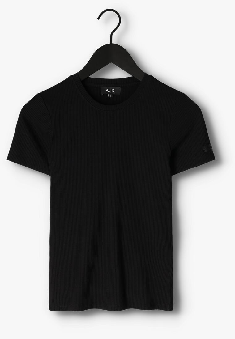 ALIX THE LABEL zwarte alix the label t-shirt ladies knitted rib t-shirt