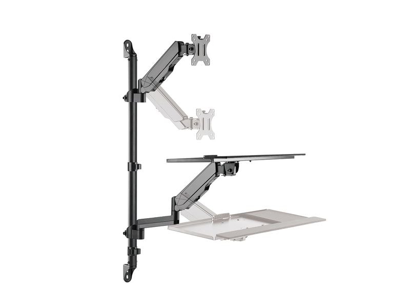 NEOMOUNTS Monitor-Standfuss WL90-325BL1 Schwarz Höhenverstellbarer, wandmontierter Arbeitsplatz für 17-32