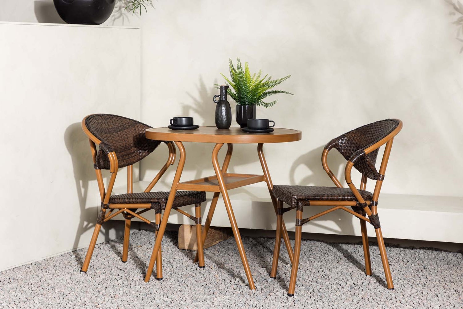 Abrantes tuinset: tafel, 2 stoelen, bruin. 80 x 80 x 74 cm