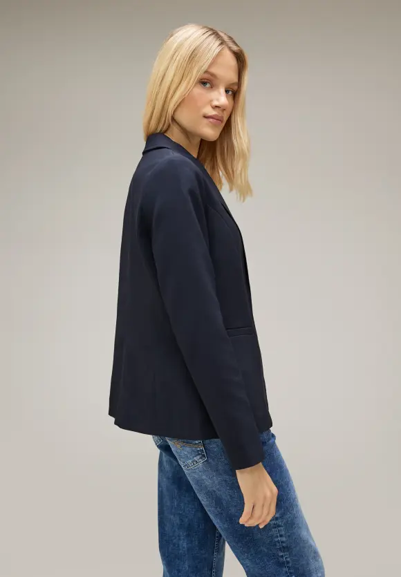 Twill Blazer in Unifarbe - deep blue