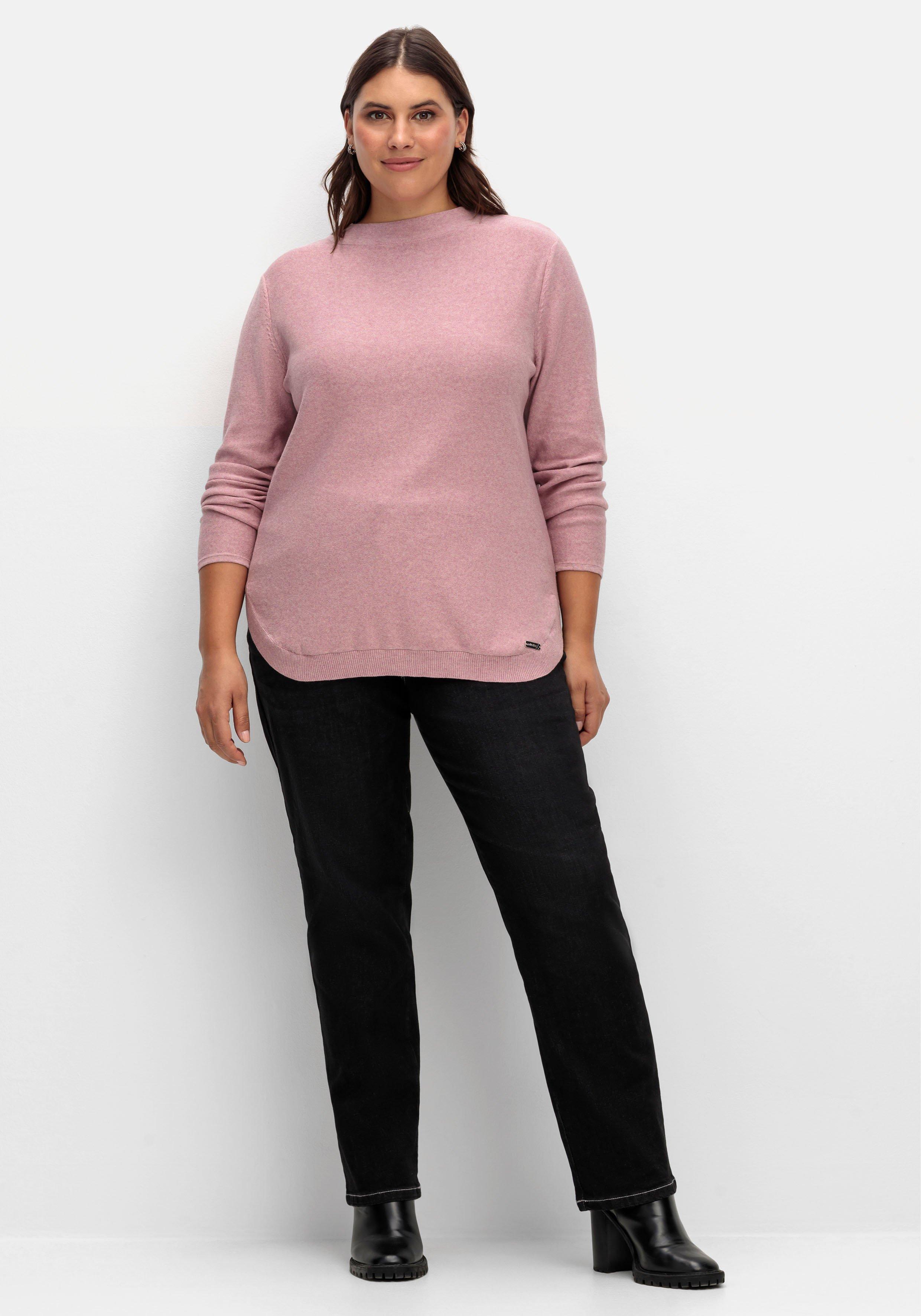 Pullover mit Stehkragen und gerundetem Saum