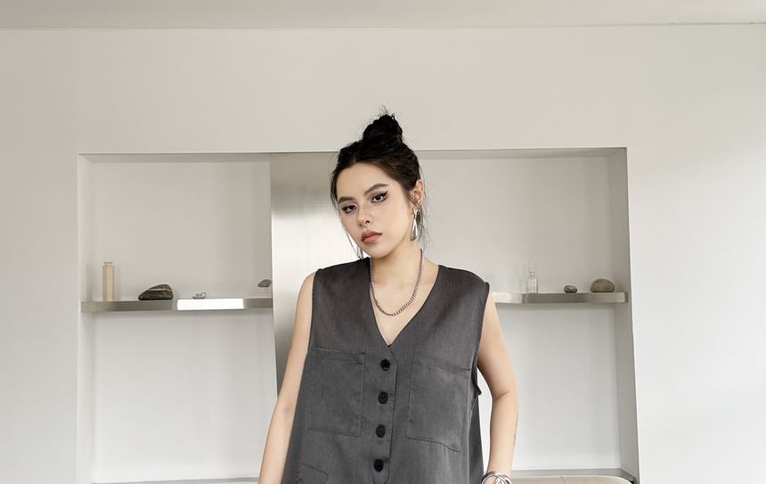 KUMI - Mouwloze V-hals romper