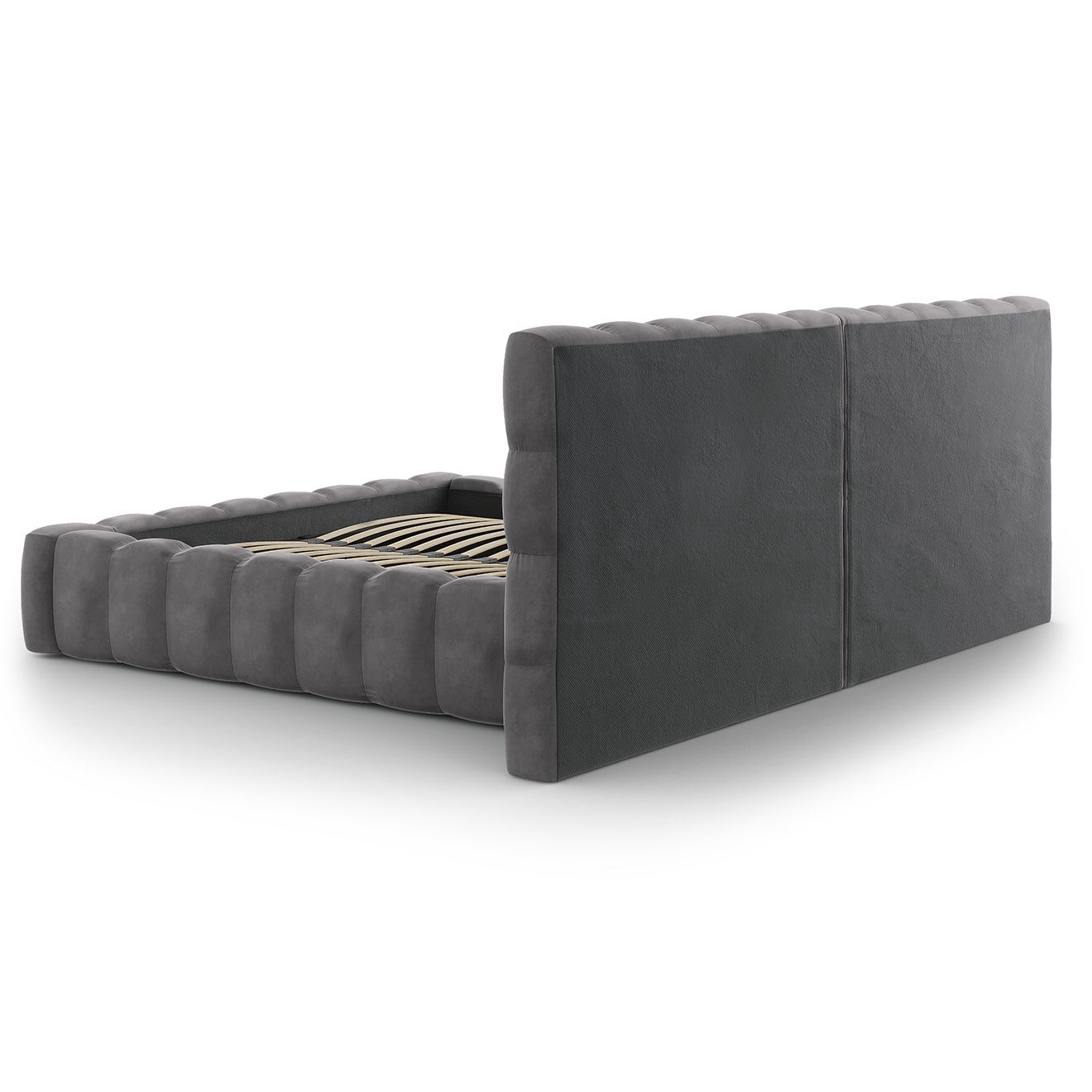 Cosmopolitan Design Lit avec coffre de rangement Bali Velours gris - 180x200 cm