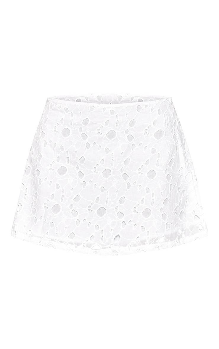 Blanc Jupe Mini En Broderie Anglaise