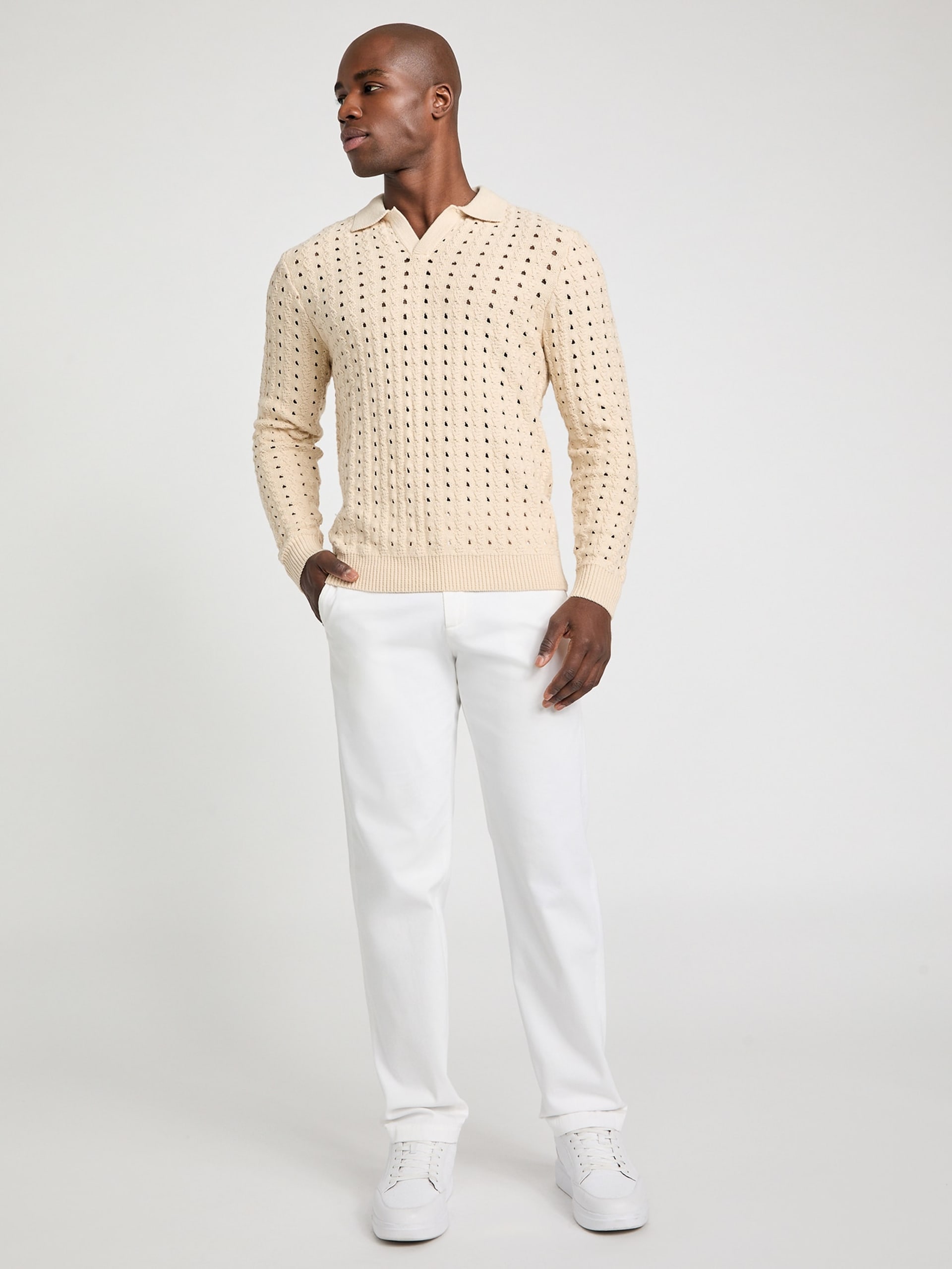 Suéter Polo de Malha Aberta