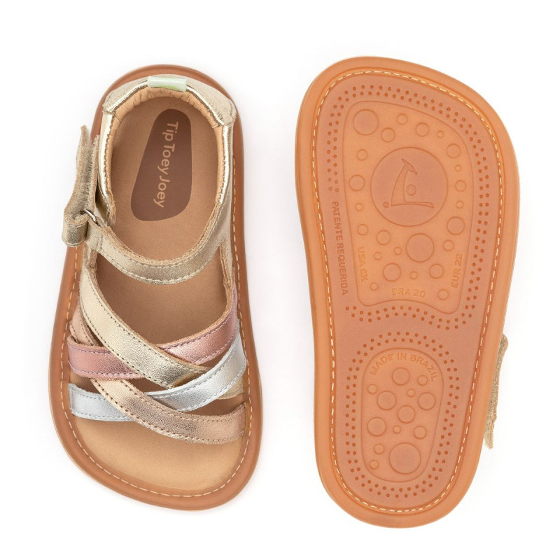 Tip Toey Joey Tip Toey Joey Primeiros Criss Cross Champagne Metalic Salmon Rose Gold