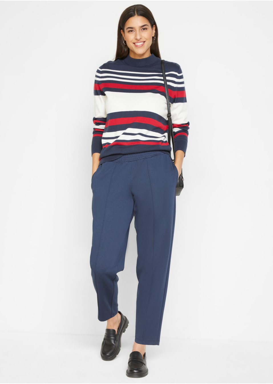 Pantalon en Punto di Roma avec passepoil et tour de taille confortable