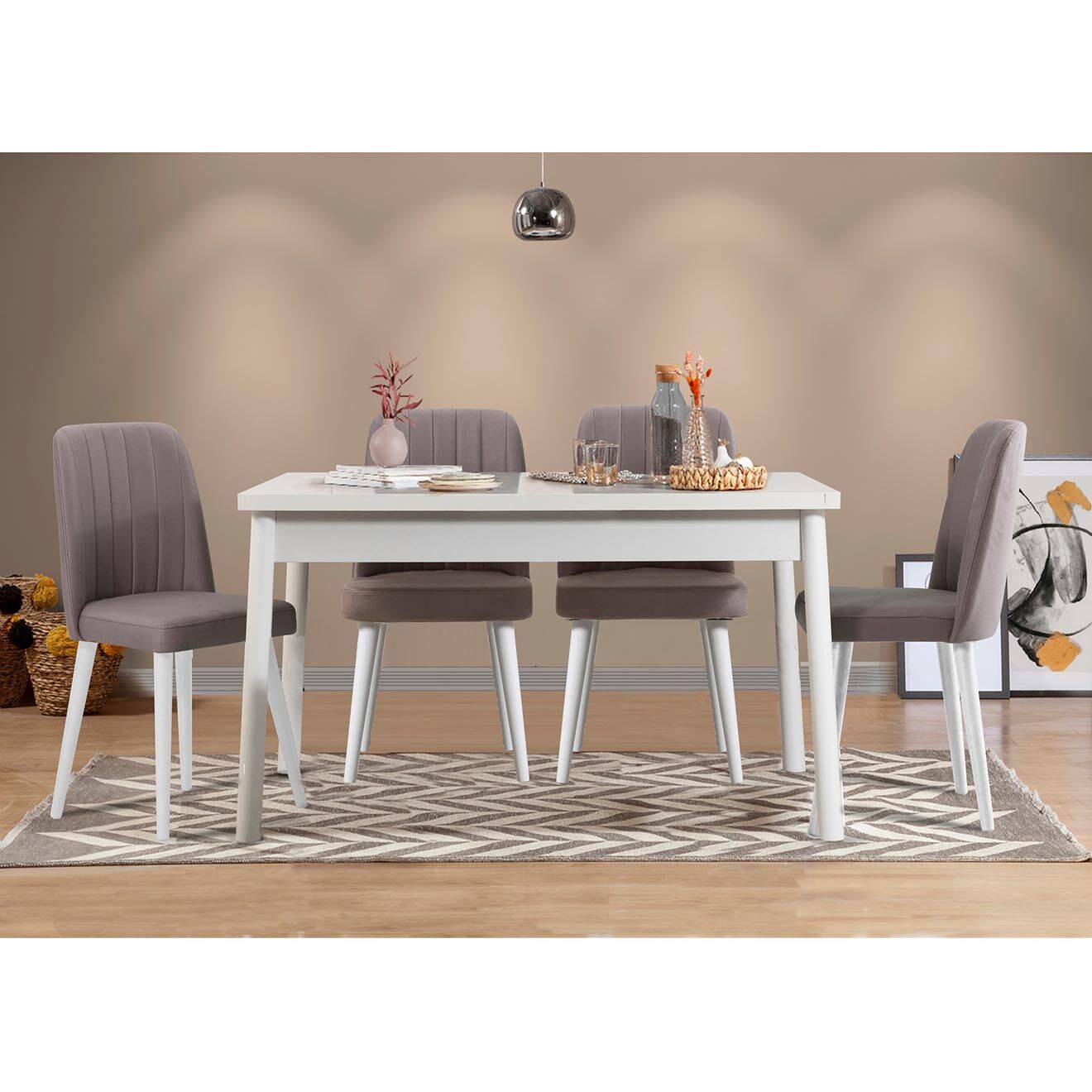 Homitis Ensemble Table + 4 Chaises Costa 0701 blanc/gris
