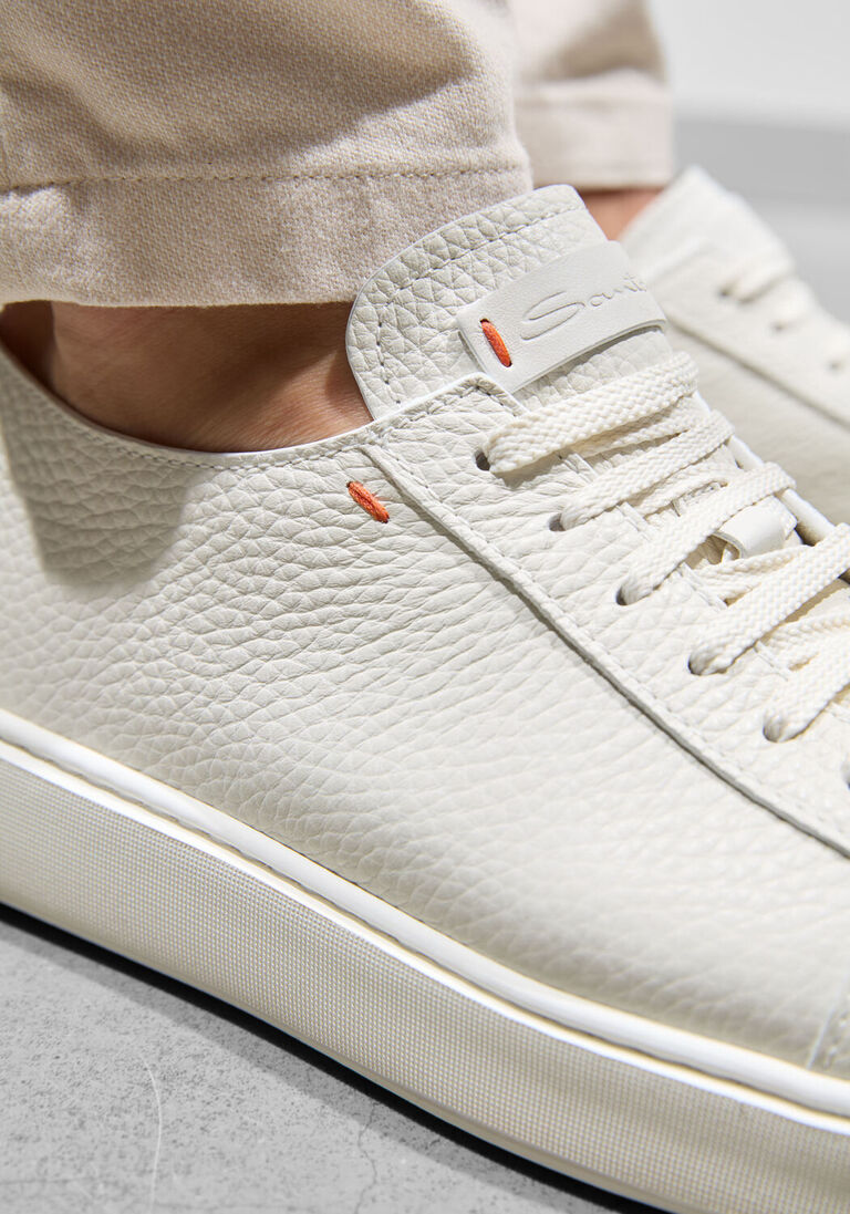 witte santoni sneakers biking