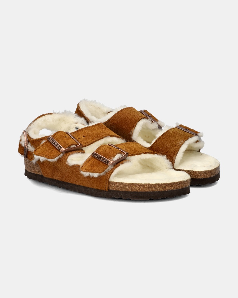 Birkenstock Milano Shearling Sandalen  - cognac