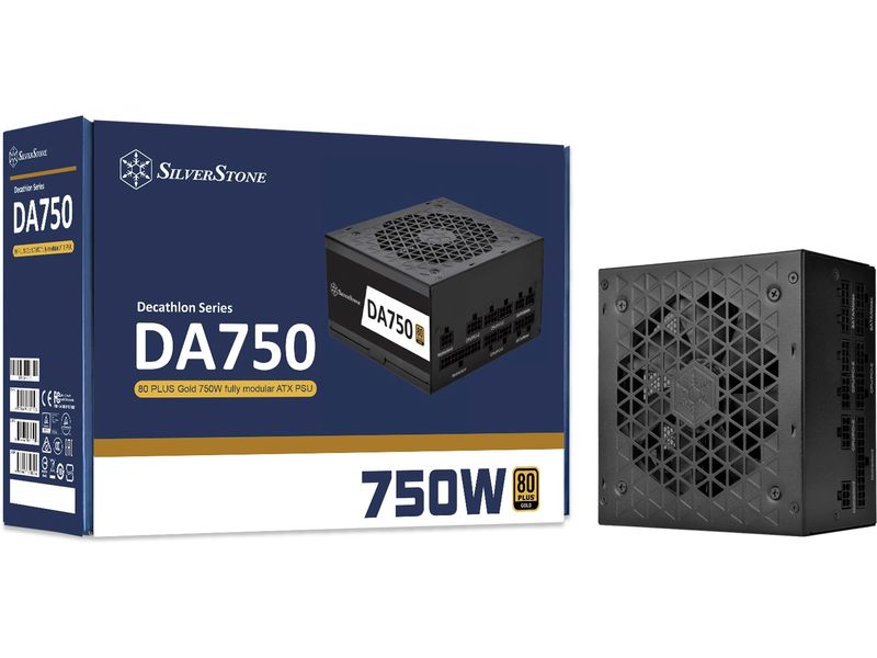 SilverStone Netzteil DA750 Gold 750 W Vollständig modulares ATX-Netzteil mit 120-mm-FDB-Lüfter