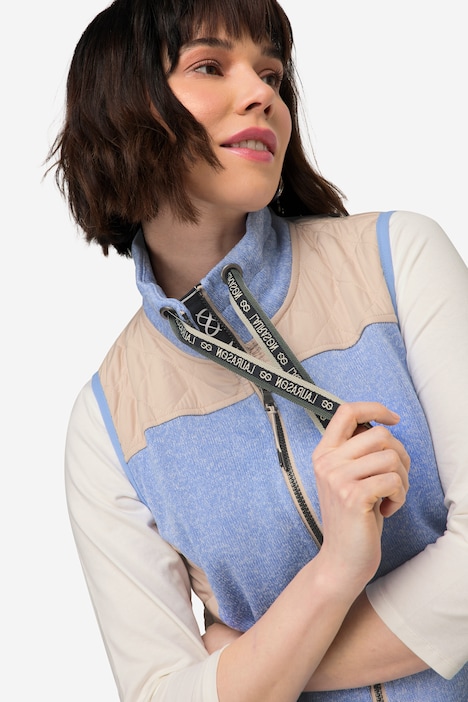 Strickfleece-Weste, Stepp-Einsätze, Stehkragen, Zipper