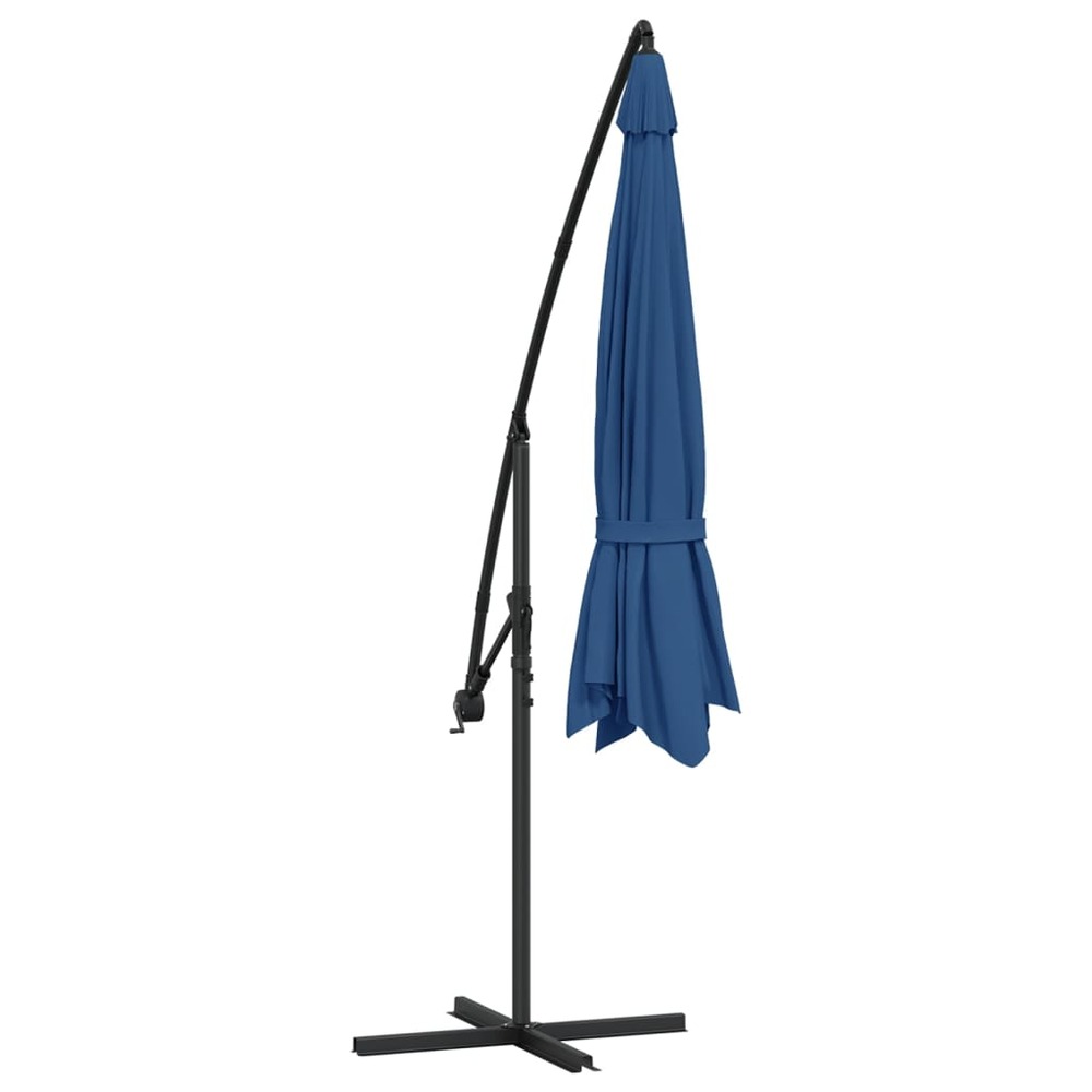 Parasol déporté avec mât en aluminium 350 cm bleu