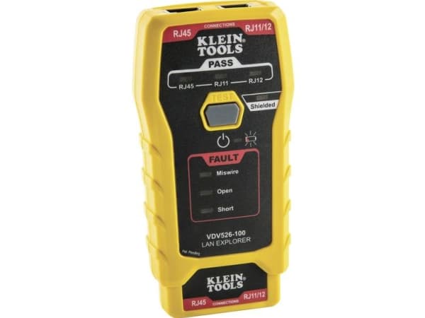 Klein Tools VDV526-100, Vridde par, RJ-11, RJ-12, RJ-45, Overføringstesting, Sort, Gult, CAT3, CAT5e, CAT6/6A, 9 V