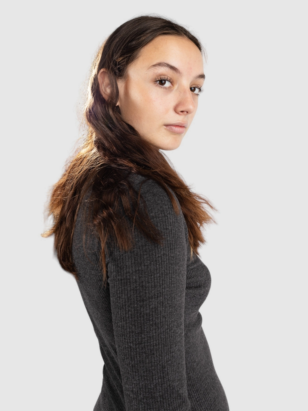 Kazane Sofia Long Sleeve T-Shirt heathr black