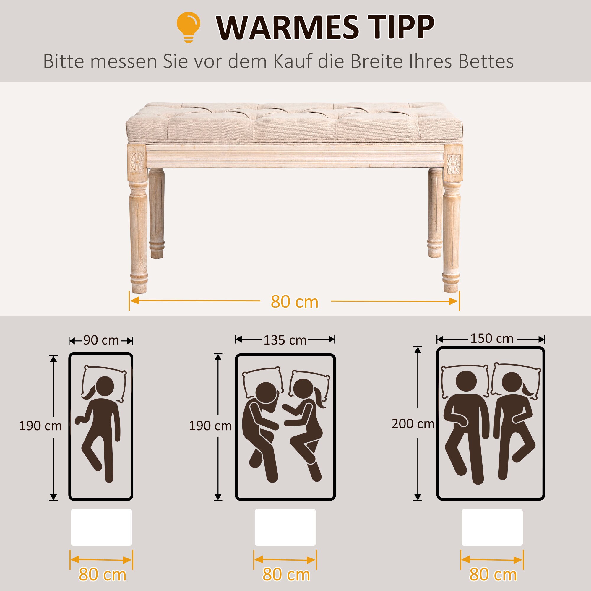 HOMCOM Bettbank mit Knopfheftung grau 80L x 40B x 43H cm