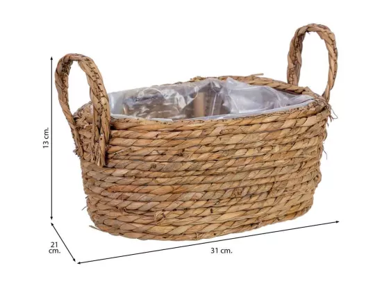 Panier ovale en corde avec anses 31x21x13h cm