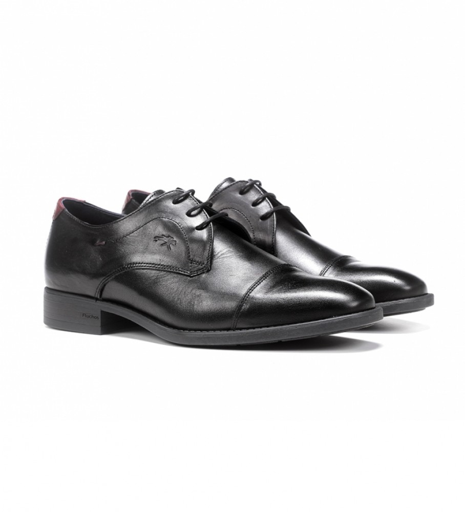 Sapatos Fluchos Luke F1055 em couro preto