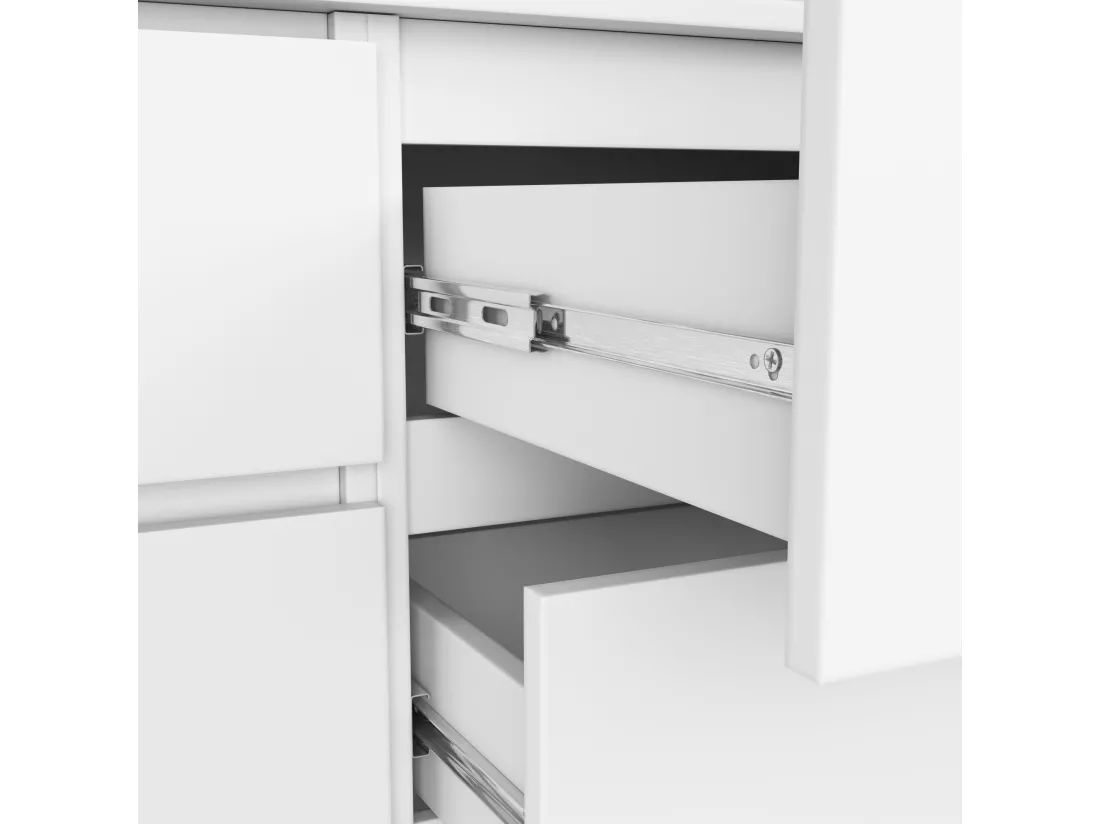 Commode AKORD K120 Blanche 120 cm 10 tiroirs façade Blanche 120x40x121 cm