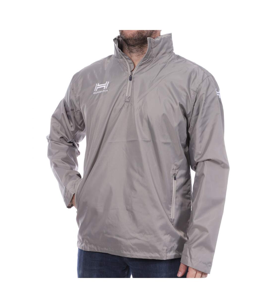 Coupe-vent 1/4 zip gris homme Hungaria Training Premium 15