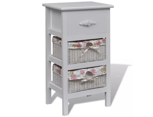 VIDAXL - Armoire avec 1 tiroir et 2 paniers blanc bois de paulownia