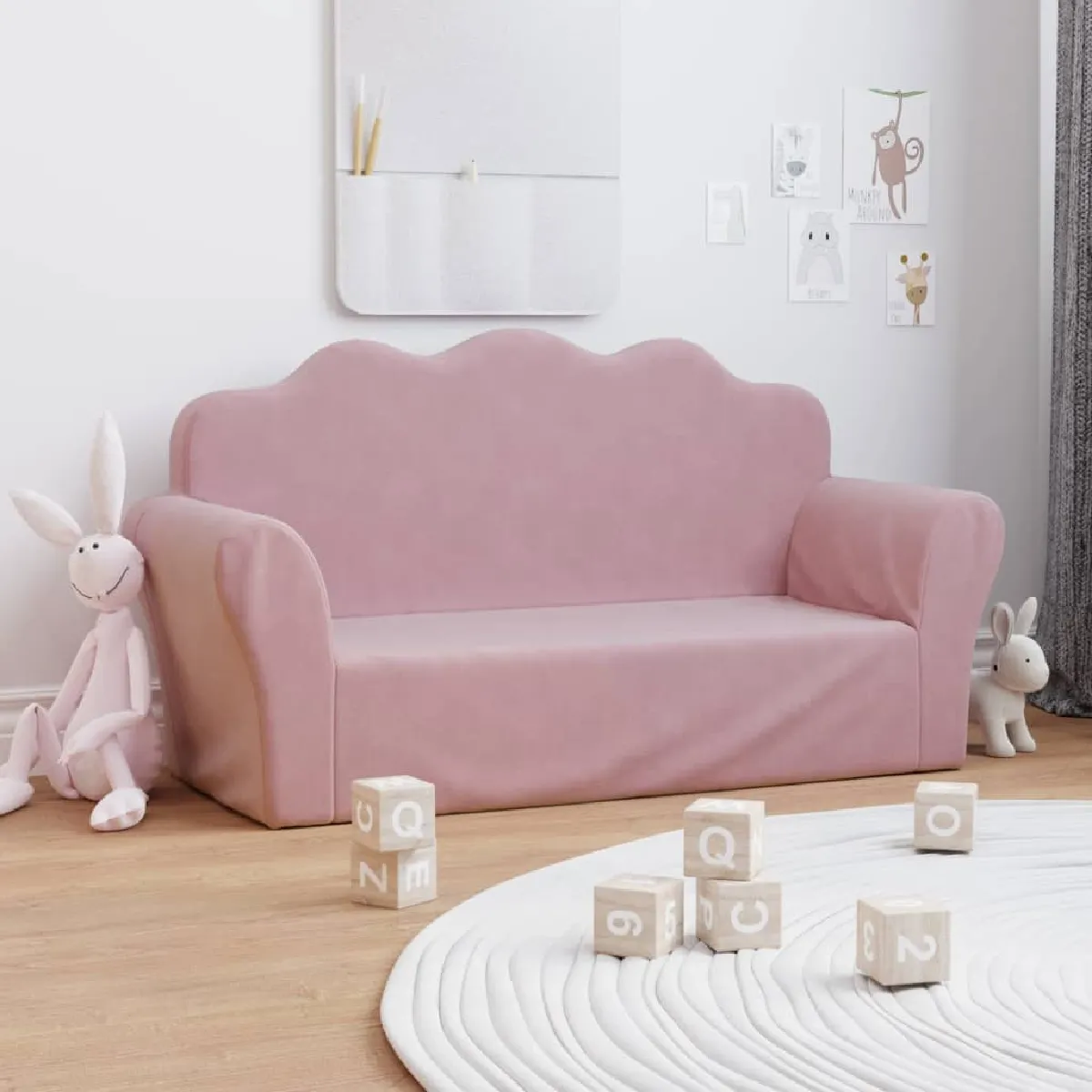 vidaXL Canapé pour enfants 2 places - Rose
