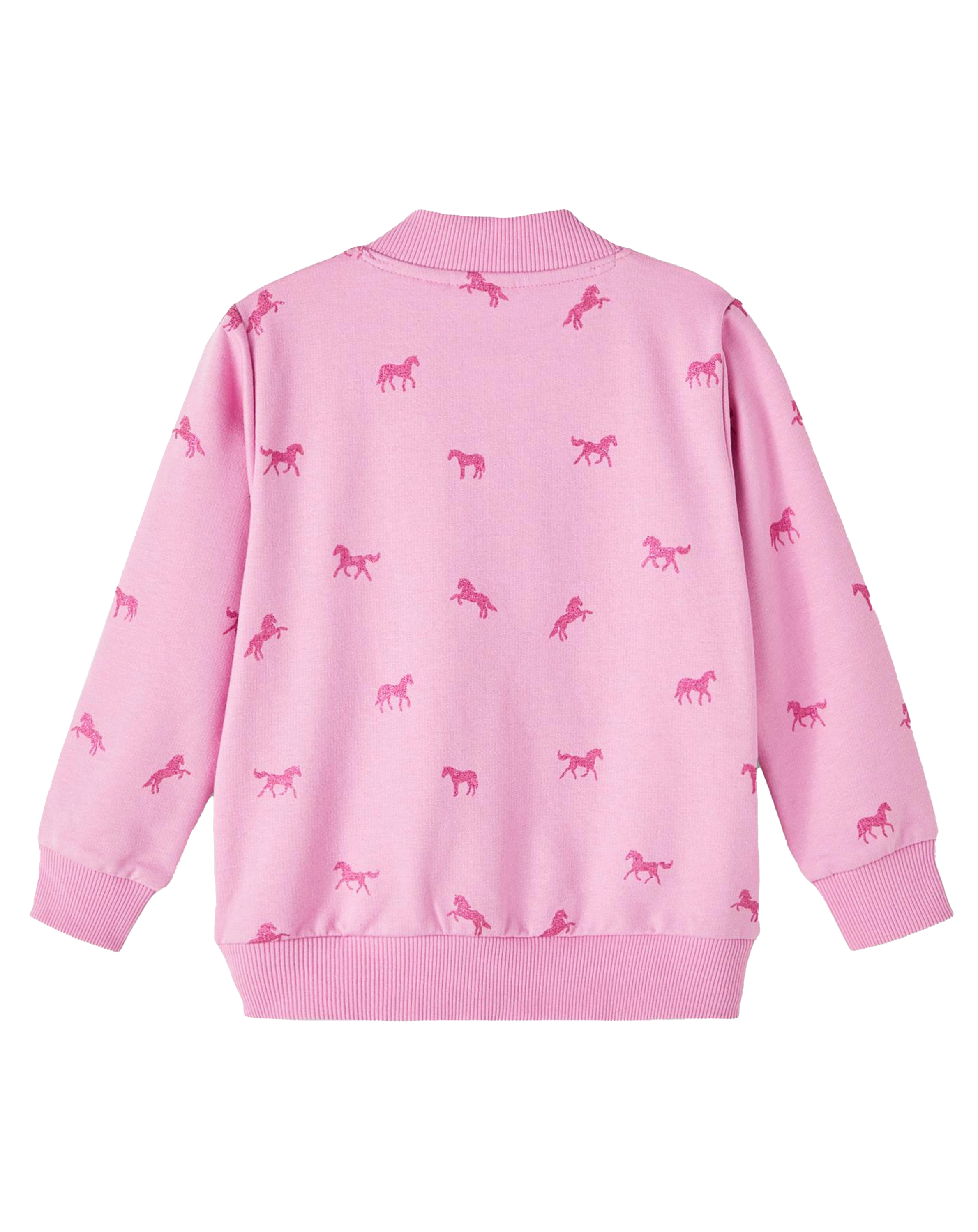 Sweatjacke NMFBASCHA - HORSES AOP in cyclamen
