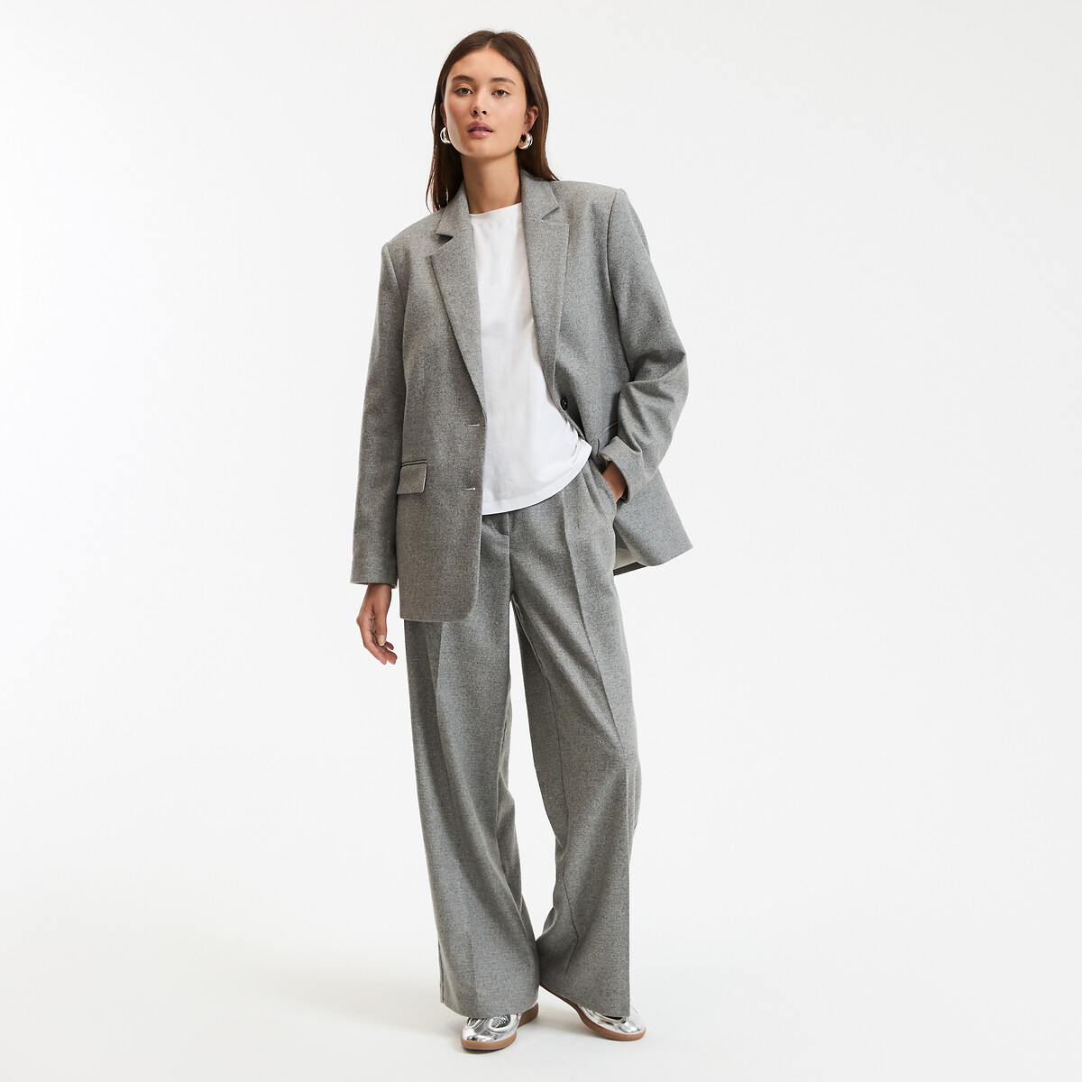 COLEÇÕES LA REDOUTE<br>Blazer oversized 50% lã, Assinatura CLÉANDRE