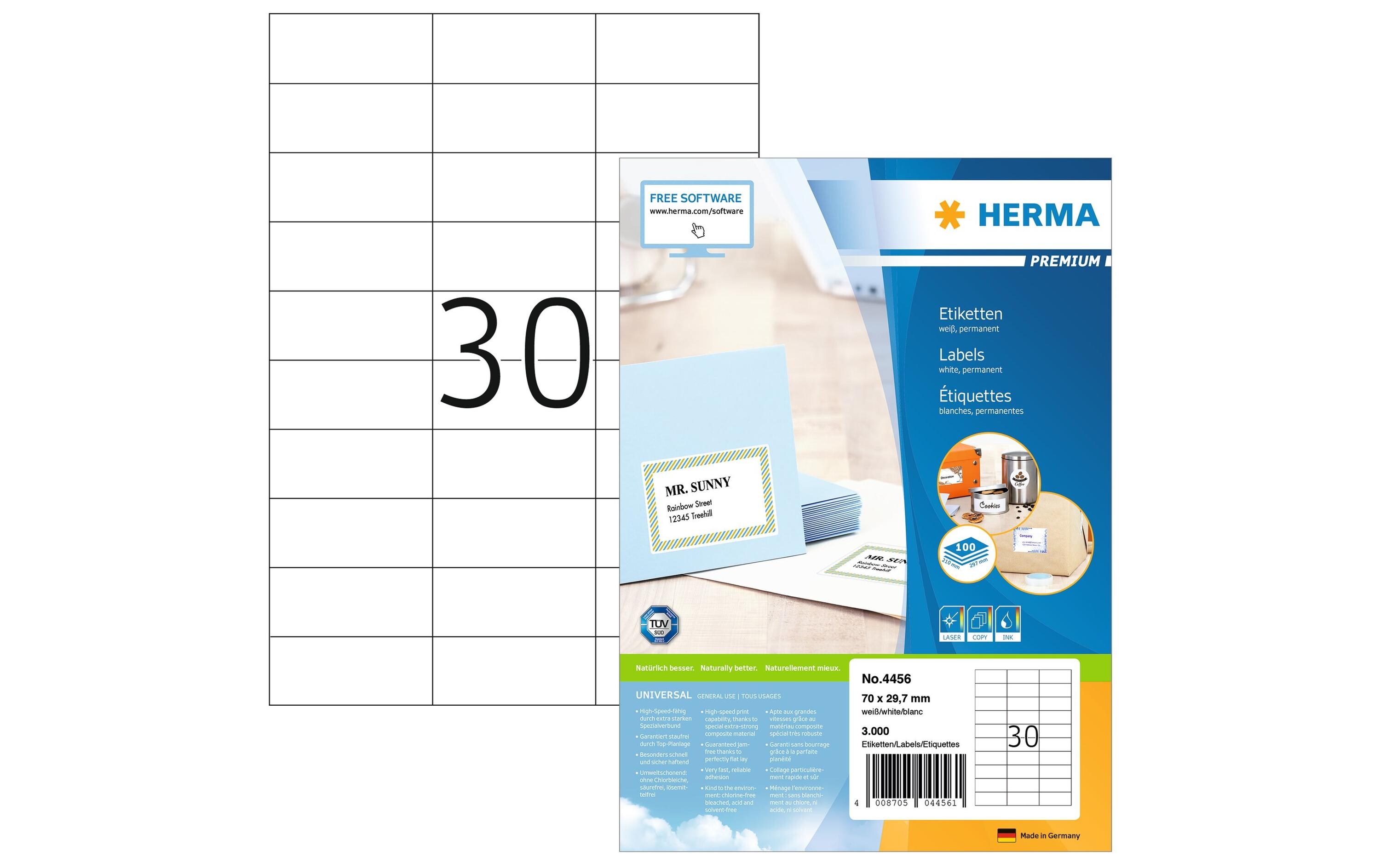 Universal-Etiketten Premium, 7 x 2.97 cm, 3000 EtikettenBlanko Etiketten zur Selbstbeschriftung oder Drucker