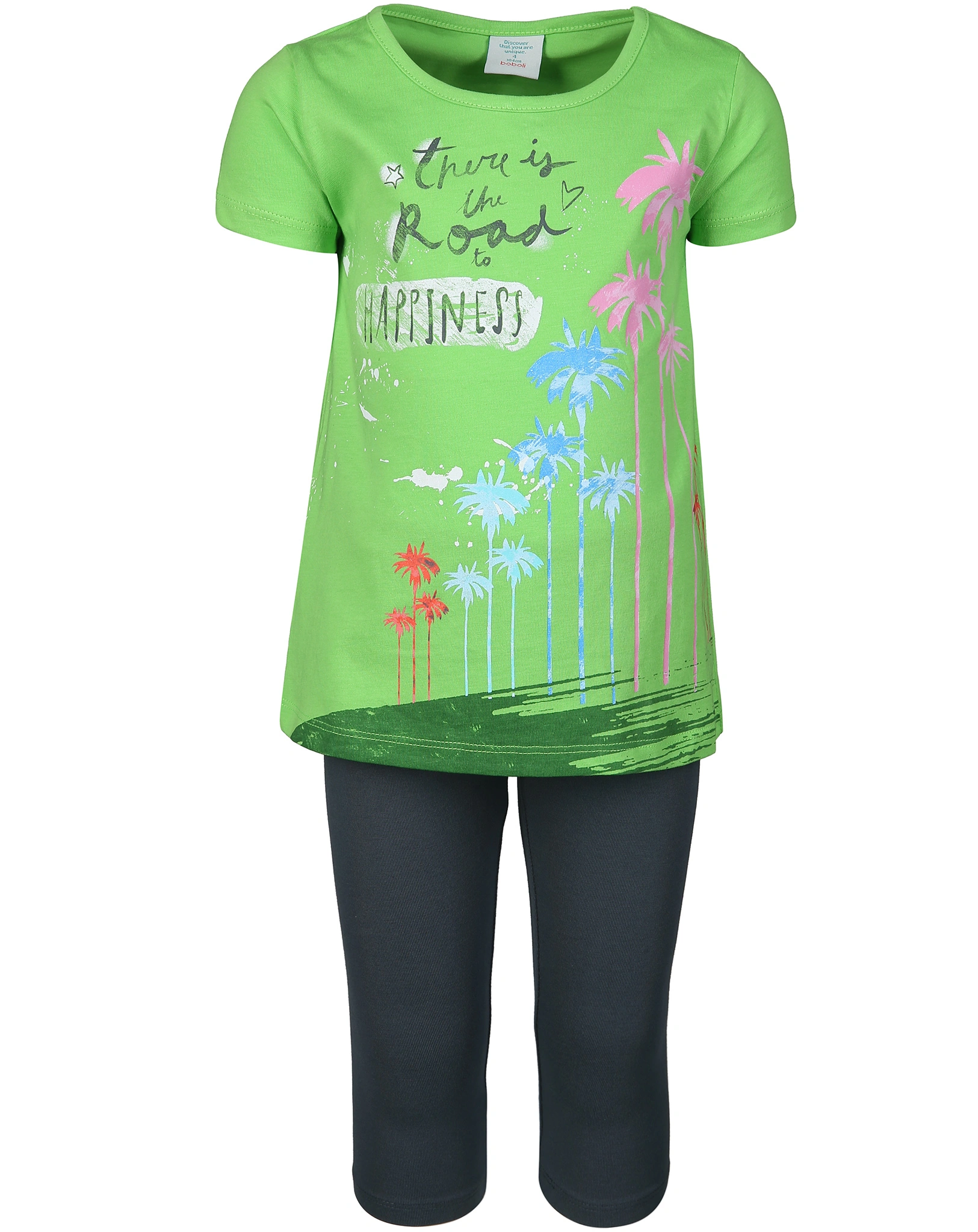 T-Shirt HAPPINESS mit Caprileggings in grün