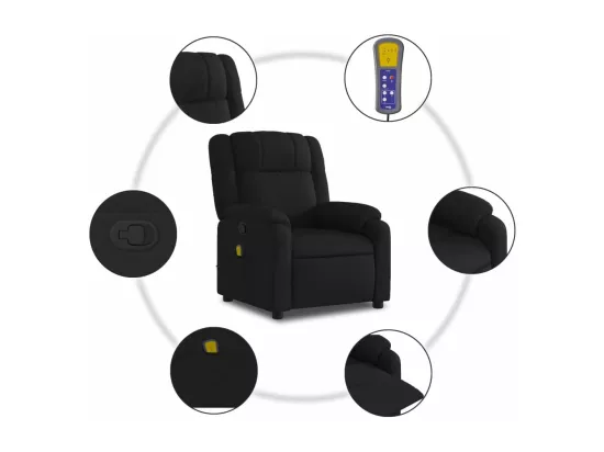 Fauteuil massant inclinable Noir Tissu