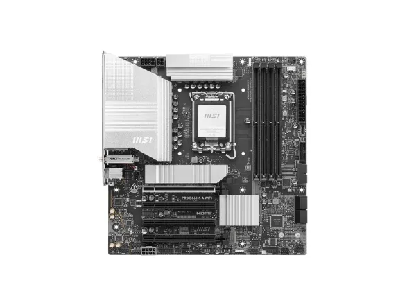 MSI PRO B860M-A WIFI - Bundkort - micro ATX - LGA1851 sokkel - B860 Chipset - USB 3.2 Gen 2, USB 3.2 Gen 1 - 5 Gigabit Ethernet, Wi-Fi 7 - onboard grafik (CPU påkrævet) - HD Audio (8-kanaler)